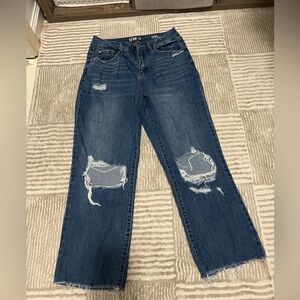 High Rise Distressed Vintage Wash Denim